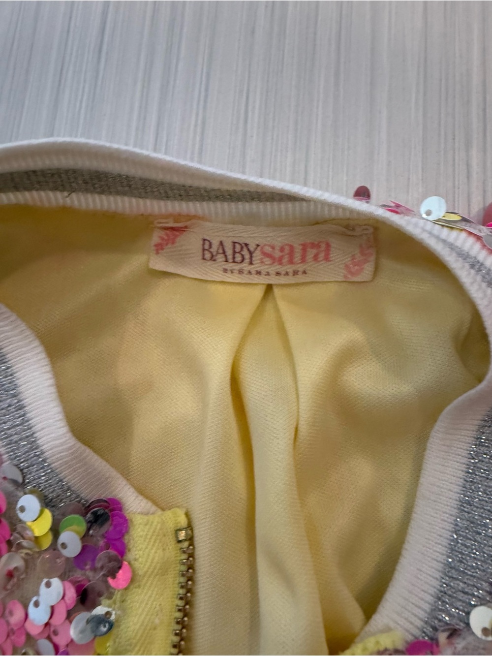 Baby Sara Girls Sequin Bomber Jacket Pink Gold Sparkle Size 2T - Picture 4 of 5